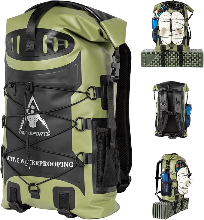 Oak-Sports Dry Bag Waterproof Backpack 5L/10L/20L, Roll Top Lightweight Beach Bag with Double Zipper Seal for Swimming, Kayaking, Hiking, Boating, Adjustable Shoulder Strap