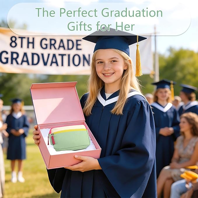 Fanny Pack Birthday Graduation Gifts for 7 8 9 10 11 12 13 Year Old Teen Girls Her Kids, Preppy Cute Trendy Stuff Colorblock Crossbody Bag Adjustable Belt Bags for Travel Essentials