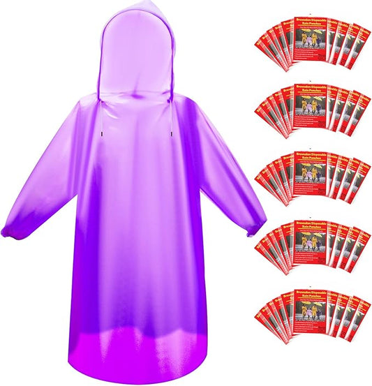 6 & 20 & 50 Pack Disposable Rain Ponchos for Adults/Youth, Waterproof PE Raincoats with Drawstring, Camping/Emergency