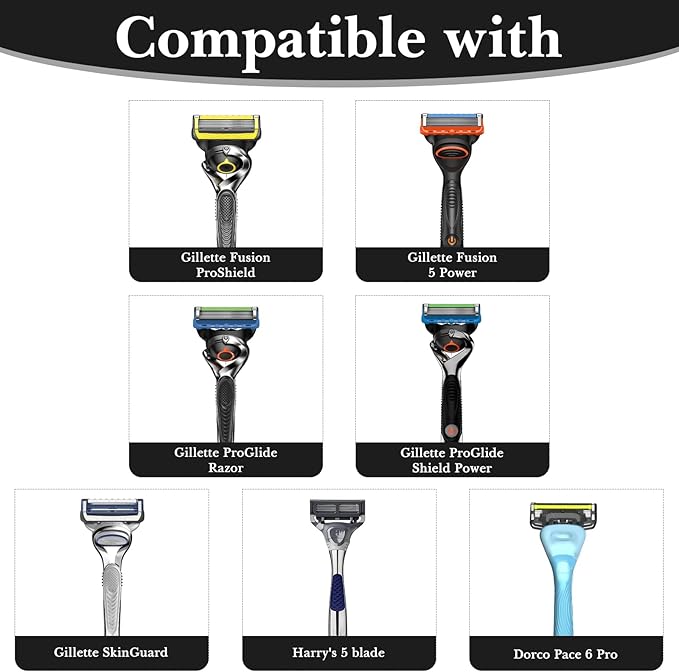 Linkidea Generic EVA Hard Shell Safety Razor Case, Shaving Accessories Storage, Men's Travel Shaver Bag Compatible with Gillette Fusion 5 Power, Mach 3, Harry's 5 Blade (Silver)