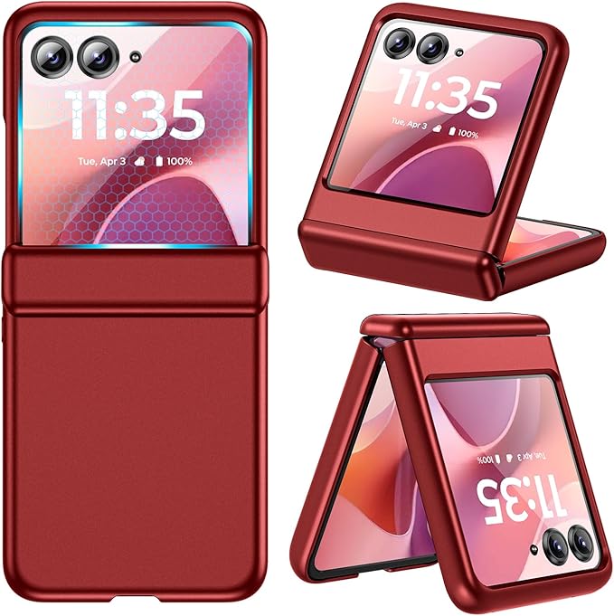 VEGO for Razr 2026/2025/2024 Case, Motorola Razr 26/25/24 Case with Screen Protector [Anti-Scratch & No-Slip] Full Body Hinge Cover Drop Protection Protective Phone Case for Razr 2026-Red
