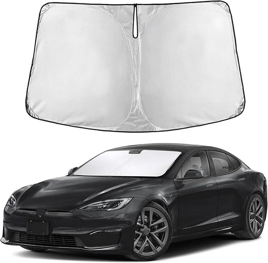 Autovir Windshield Sun Shade Fit for 2012-2024 2025 2026 Tesla Model S Sunshade, Front Car Window Shades Sun Visor, Blocks UV Rays & Heat, Car Accessories