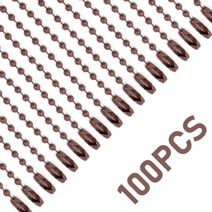 Lemonkey 100Pcs Ball Beads Chains Bulk,Coffee Keychains Rings Metal Chains,4 Inch Dog Tag Metal Small Chains with Connectors for Hanging Decoration