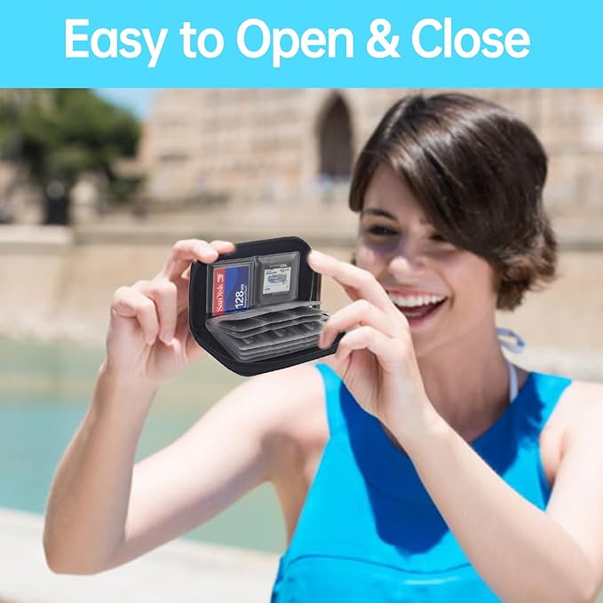 SD Card Holder Case,Micro SD Card Holder,Portable 22 Memory Card Case for 18 SD and 4 CF (Black / 22 Slots - 2 Pack)