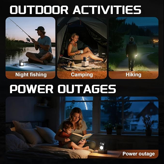 Portable Camping Light, 3500LM Adjustable LED Camping Lantern Rechargeable with 2.5-15H Runtime&Screen, Alloy Waterproof Camp Light for Power Outages, Emergency, Hurricane(Green)