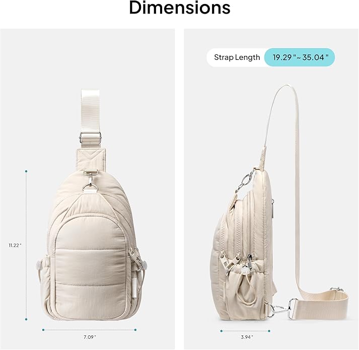 TOPEAST Sling Bag for Women, Anti-Theft Crossbody Bag with RFID Blocking & Water Bottle Holder for Travel, Water-resistant
