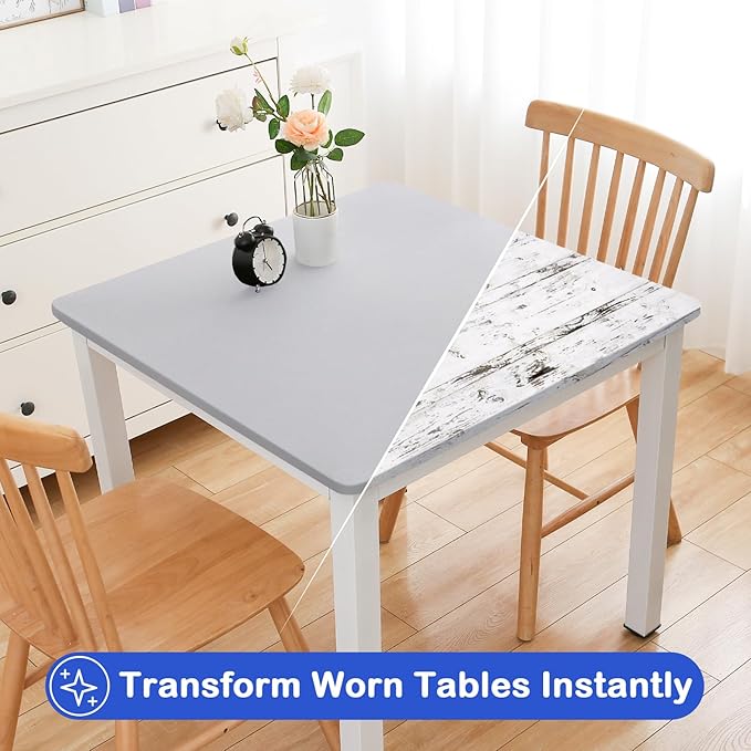 Wolkemer 4 Pack Silver Fitted Tablecloth 34x34 Inch Square Elastic Edges Table Cloth, Spandex Stretch Table Cover with Machine Washable Fabric for Wedding Party Picnic Dining Indoor Outdoor