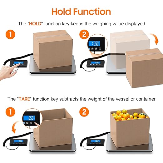 Shipping Scale, 440lb/1.8oz Digital Postal Scale for Packages with Hold/Tare Function, Backlit LCD, Battery & Cable Included, Postage Scale for Small Business, Packages, Luggage, and Home Use