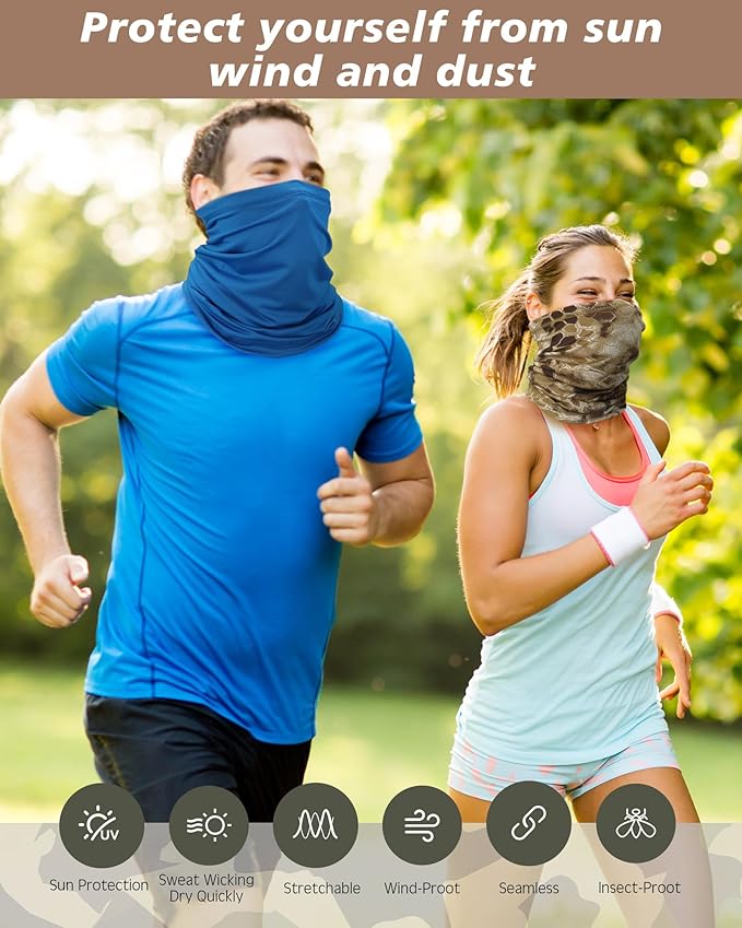 Cuffbow 12 Pack Neck Gaiters Face Mask Balaclava for Men Women Cooling Neck Gaiter Summer UV Protection Scarf
