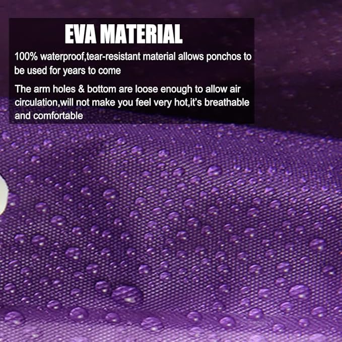 COOY Rain Coats (2 Pack) - Reusable EVA Rain Ponchos For Adults Rain Jackets Raincoats For Men Women