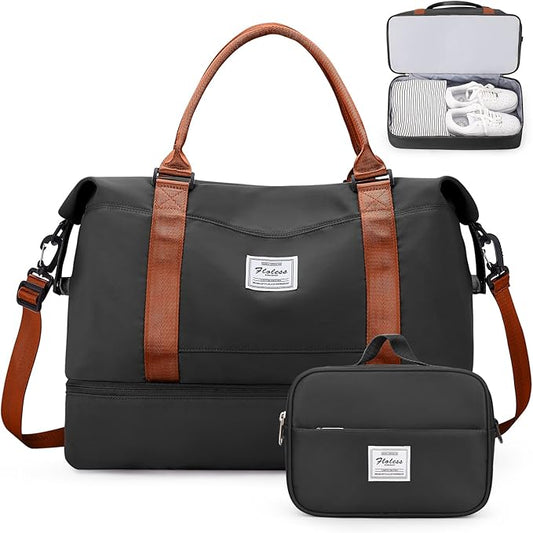 Weekender Bags for Women,Personal Item Travel Bag with Shoes Compartment,Overnight Travel Duffel Bag with Toiletry Bag