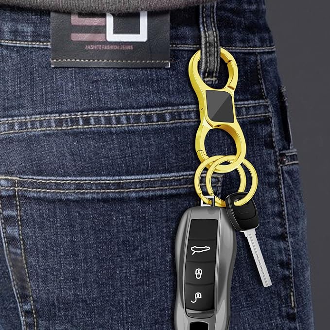 Idakekiy Key Chain Quick Release Spring with 4 Key Rings Heavy Duty Car Keychain Organizer for Men and Women