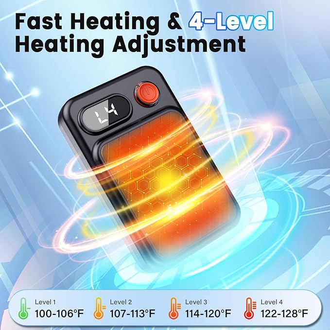 Hand Warmers Rechargeable 2 Pack - Electric Rechargeable Magnetic Hand Warmer with LED Display, 4 Heat Levels, Lanyards, USB, Gift for Men Women Kid, for Golf/Skiing/Camping/Hunting Essentials