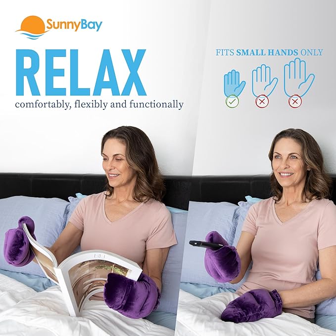 SunnyBay Microwavable Heated Hand Warmer Gloves for Women and Men, Weighted Arthritis Gloves for Women for Pain, Stay-on Wrist Elastic and Bulk-Free Grip for Maximum Functionality, Pair(Small)