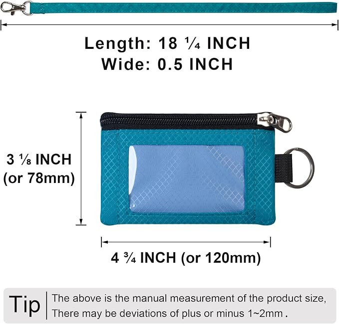 CHENSPRX Minimalist RFID Blocking Small Wallet with ID Window,WaterResistant Zip Id Case Wallet with Lanyard Keychain for Cards,Cash,Travel,Women,Men