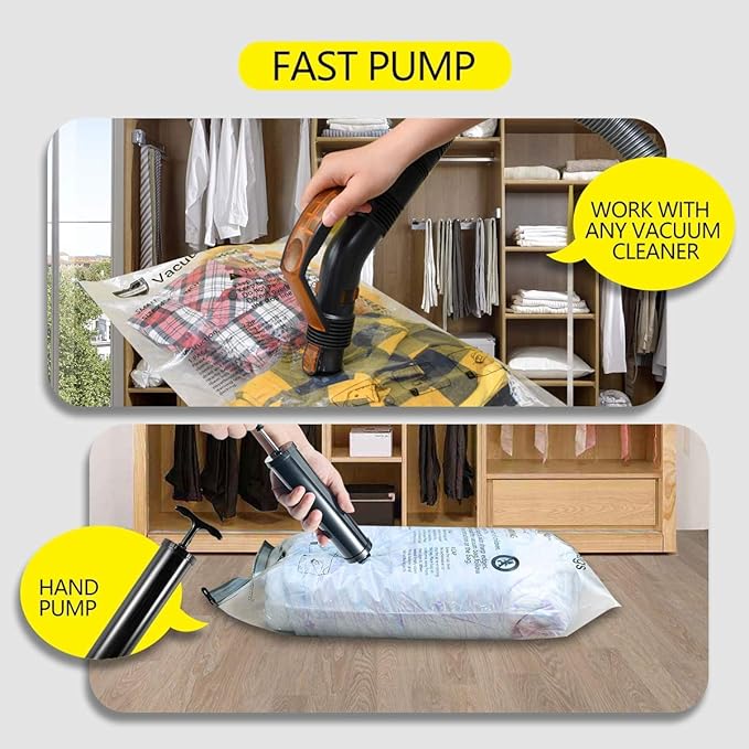 GONGSHI Vacuum Storage Bags, Space Saver Seal Bags For Clothing, Travel Luggage,Blankets, Comforters, Pillows, Clothes Storage.10 Jumbo