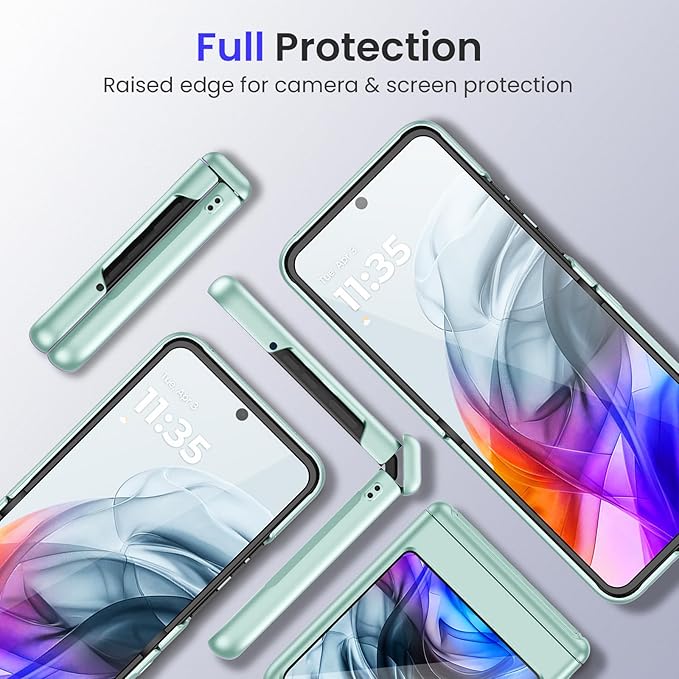 VEGO for Razr 2026 Case, Motorola Razr 2024/2025/2026 Case with Hinge Protection & Built-in Screen Protector [Anti-Scratch & No-Slip] Full Body Drop Protection Protective Phone Case-Mint Green