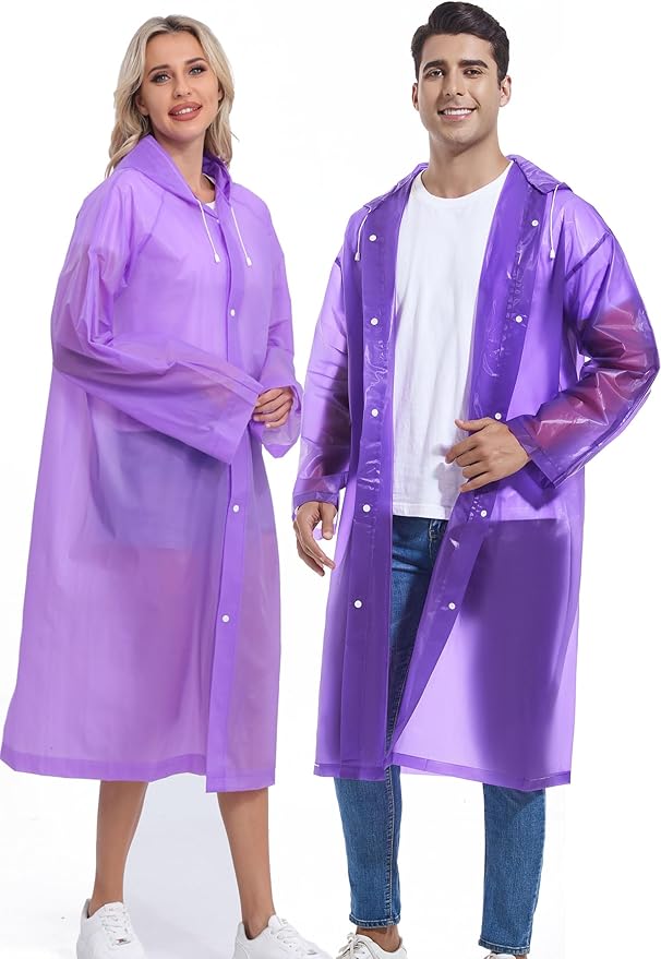 2PCS Rain Ponchos for Adults Reusable Rain Coats for Adults Rain Jackets Raincoats for Men Women