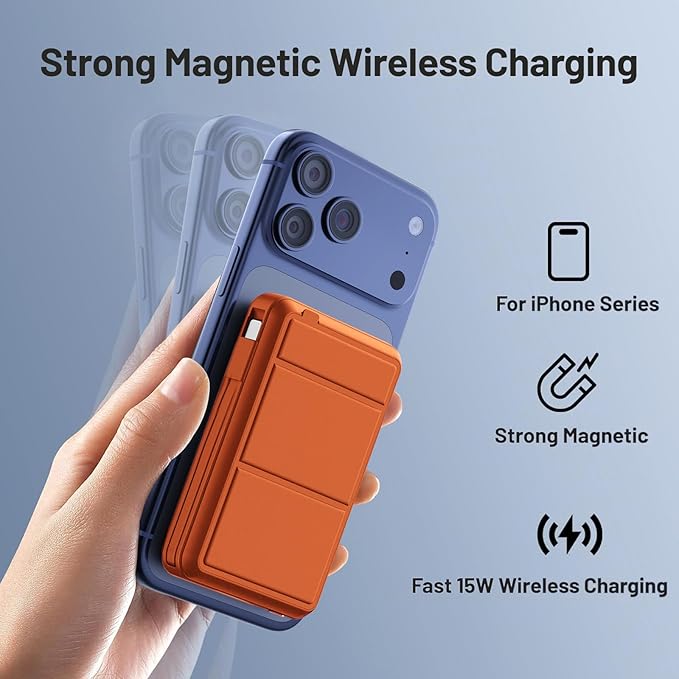 Azmuth for MagSafe Portable Charger, 10000mAh Magnetic Power Bank with 20W PD USB-C Fast Charging LED Display for MagSafe Battery Pack, Magnetic Travel Charger for iPhone 17/16/15/14/13/12 Series