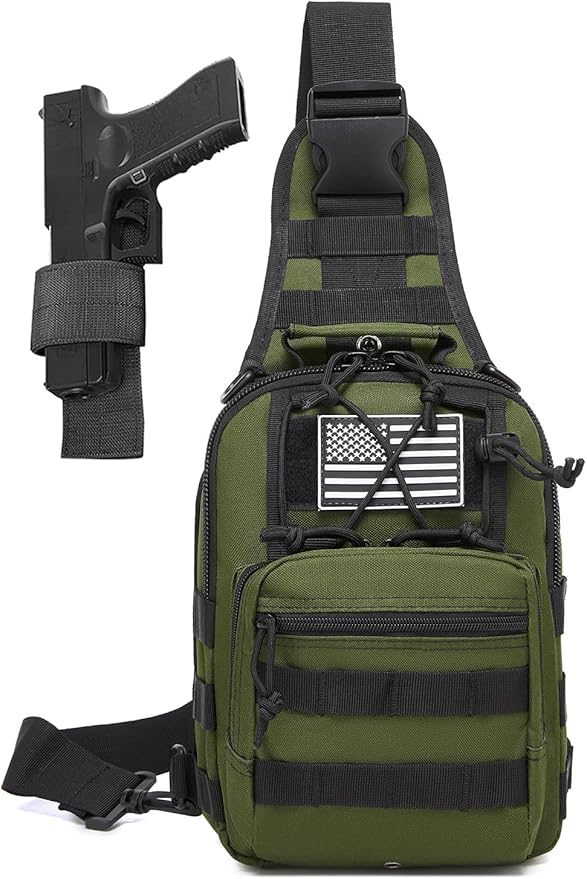 Small Tactical Sling Bag for Men with Holster Military EDC Shoulder Bag CCW Crossbody Bag 7 Liters