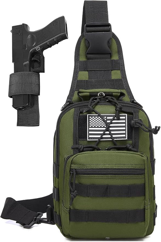 Small Tactical Sling Bag for Men with Holster Military EDC Shoulder Bag CCW Crossbody Bag 7 Liters
