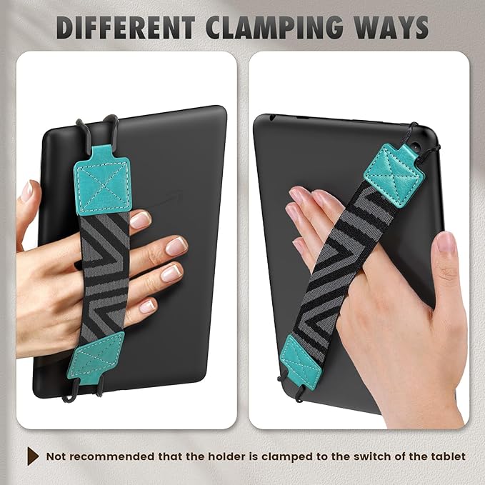 MoKo Security Hand-Strap for 9-11 Inch Tablet - iPad/Kindle Fire HD/Samsung/Lenovo, High-Elasticity Versatile Hand Strap Lightweight Finger Grip Holder, Turquoise