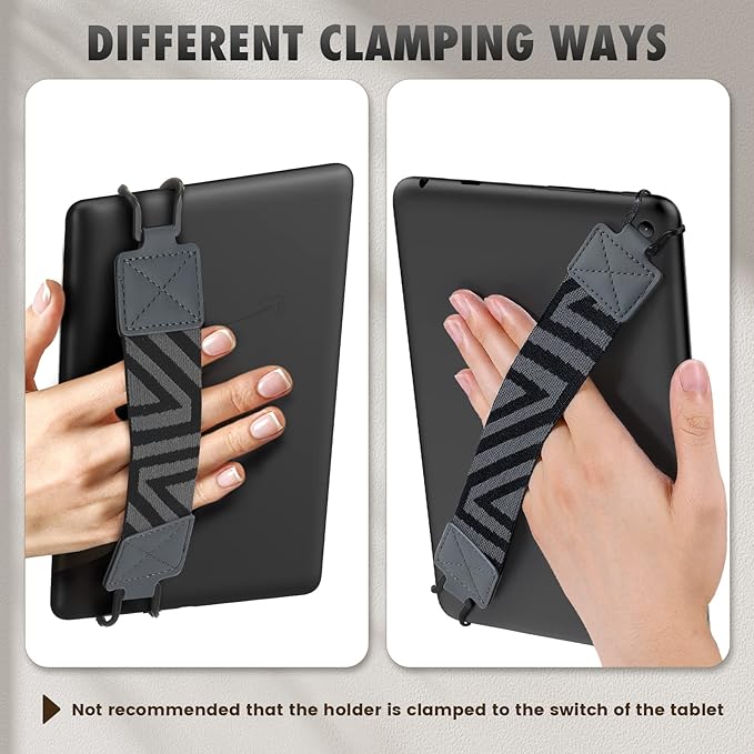 MoKo Security Hand-Strap for 9-11 Inch Tablet - Universal Compatibility, High-Elasticity Versatile Hand Strap, Lightweight Finger Grip Holder, Space Gray