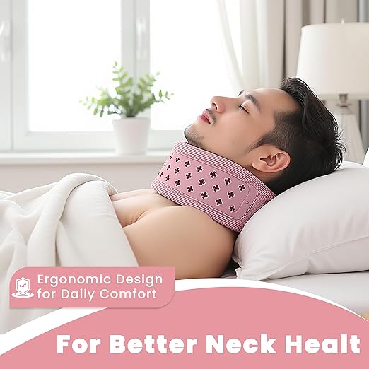 Neck Brace for Neck Pain and Support, Neck Support for Pain Breathable Cervicorrect Brace Adjustable Soft Silicone Foam, Cervical Collar for Sleeping, Relieving Spinal Pressure (Pink)