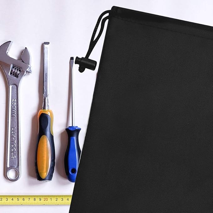 PALTERWEAR Drawstring Pouch with Toggle (6 x 8 Inch - 12 Pack - Black) Nylon Cinch and Ditty Bag for Travel, Office and Storage