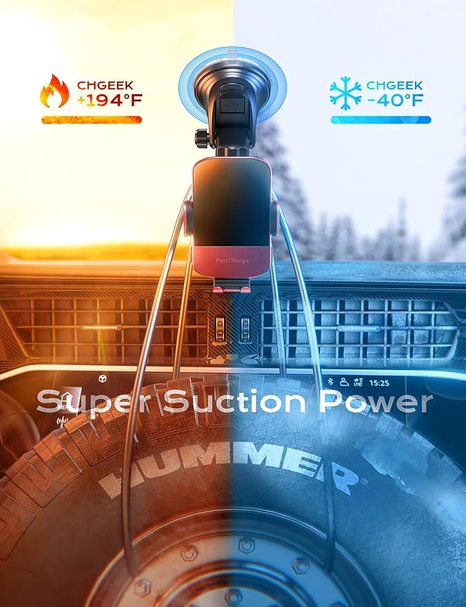 Wireless Car Charger, 15W Fast Charging Auto Clamping Car Charger Phone Mount Phone Holder fit for iPhone 15 14 13 12 11 Pro Max Xs, Samsung Galaxy S24 Ultra S23 S22 S21, S20, S10+, Red