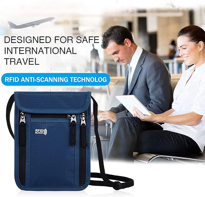 Travel Pouch Neck Wallet Family Passport Holder Organizer Case with RFID Blocking | Family Passport Holder