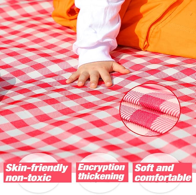 PUPOPIK Outdoor Picnic Blanket, Foldable Waterproof Sand Beach Mat in Large 80x60in for Beach Camping Hiking Travel Family Concerts Portable Beach Blankets (Red)