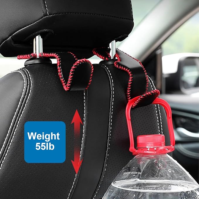 Car Seat Headrest Hook, 2PCS Vehicle Back Seat Hanger Holder Hook, Automotive Interior Headrest Storage Organizer for Handbag Purse Coat, Universal for SUV RV Pickup (Brown)