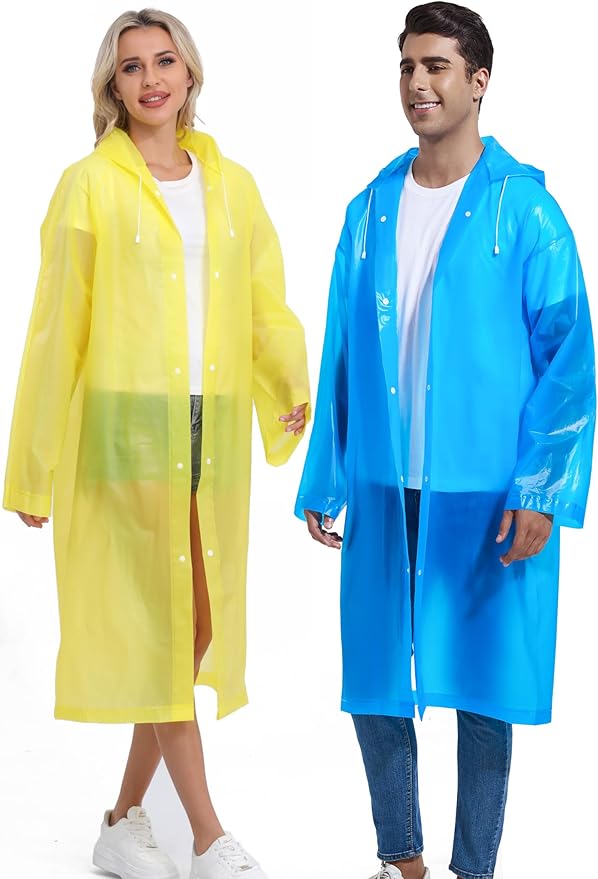 2PCS Rain Ponchos for Adults Reusable Rain Coats for Adults Rain Jackets Raincoats for Men Women