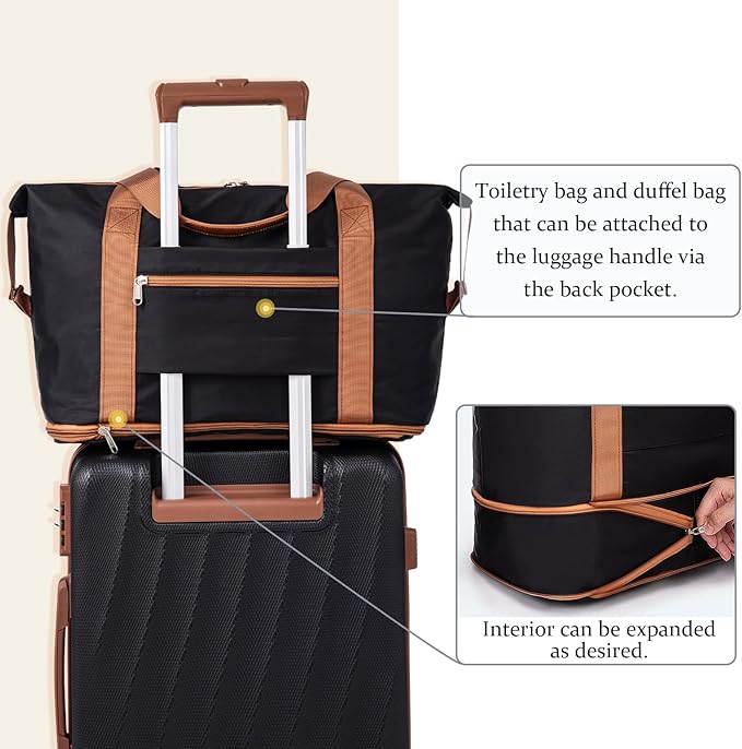 Luggage Sets 6 Piece Suitcases with Wheels,ABS Hard Case Suitcases with Spinner Wheels,Durable Travel Luggage with Combination Lock (Black, 6 Piece Set 16"/20"/24"/28")