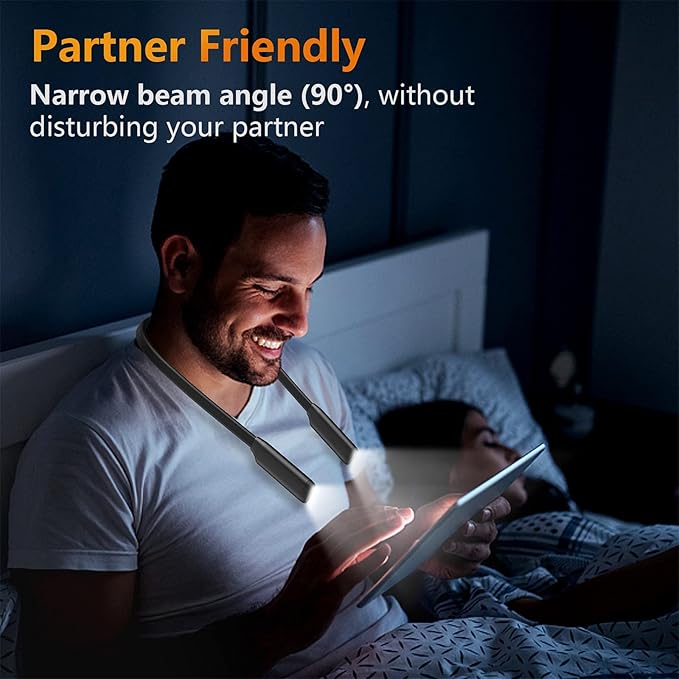 Book Light LED Neck Reading Light,Bendable Rechargeable Book Light for Reading in Bed,Eye Friendly - 3 Colors & 3 Brightness Levels Perfect for Bookworms Kids Crafts Knitting Travel (Black)