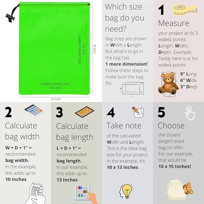 PALTERWEAR Drawstring Pouch with Toggle (6 x 8 Inch, 12 Pack, Green) Nylon Cinch and Ditty Bag for Travel, Office and Storage
