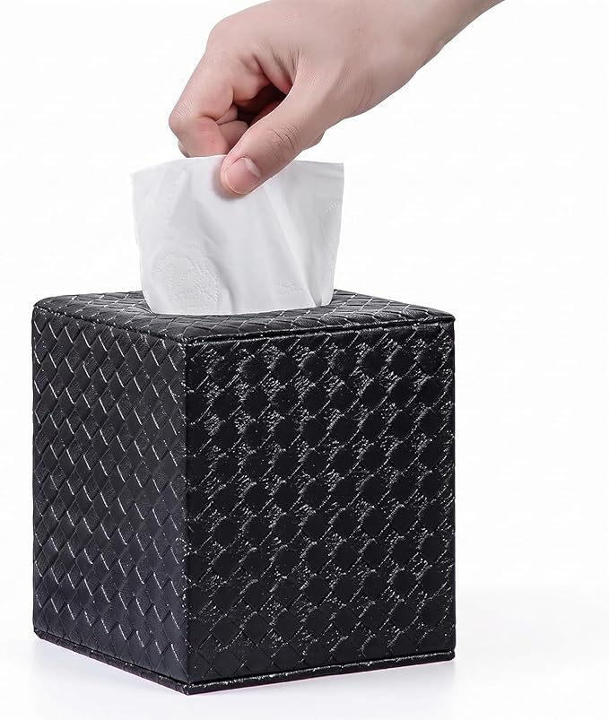 Black Tissue Box Cover, Square, Tissue Box Holders for Bathroom Accessories