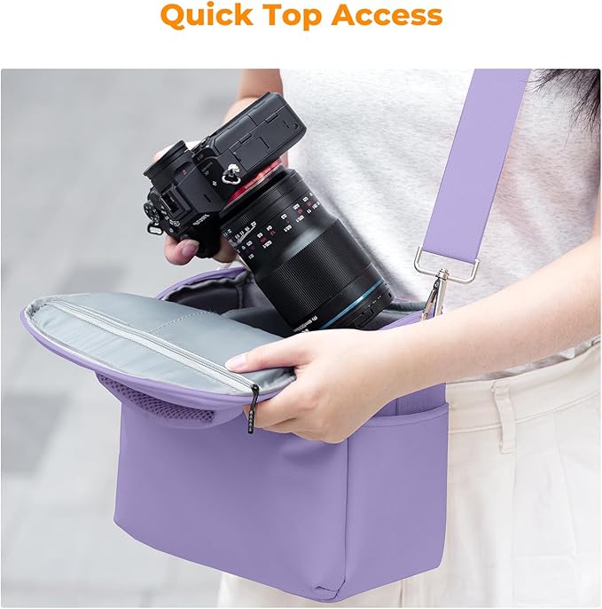 K&F CONCEPT Camera Sling Bag Small Crossbody Camera Case DSLR/SLR/Cute Compact Shoulder Photography Bags for Photographers-Purple
