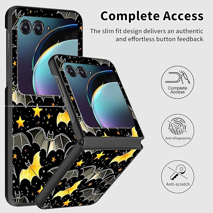 for Motorola Razr 2025 Case,for Moto Razr 60 Phone Case Cute Slim Hard PC Ultra-Thin Anti-Scratches Shockproof Protective Phone Cover,Black Golden Bat