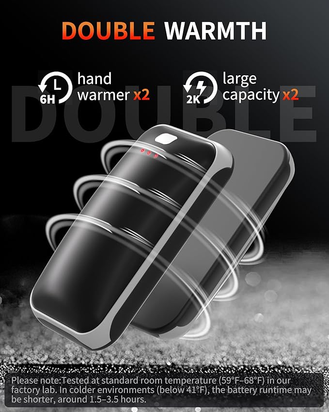 Lerat Hand Warmers Rechargeable 2 Pack, Portable Electric Hand Warmer Max 131℉, Reusable Slim Pocket Heater Handwarmers, Gifts for Men, Women, Outdoor, Golf, Camping, Hunting Essentials