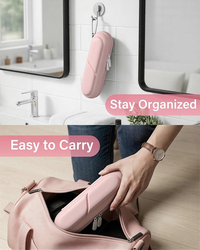 ProCase Toothbrush Travel Case for Oral-B/Oral-B Pro 1000 1500 5000 7000 7500 6000 9600/Philips Sonicare 4100 5100 1100 6100 5300 Oral-B iO Electric Toothbrush Portable Hard Container -Pink