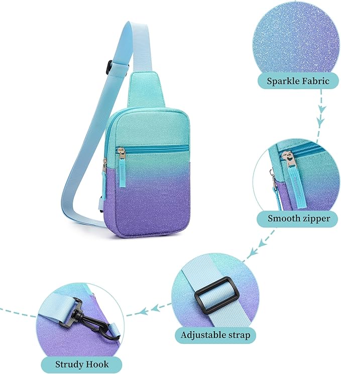 Birthday Gifts for 8 9 10 11 12 Year Old Teens Girls Kids, Fanny Pack Crossbody Bag Sling Belt Bags Purse, Dorm Travel Essentials for Girls Fashion, Preppy Tween Teen Girl Gift Trendy Stuff