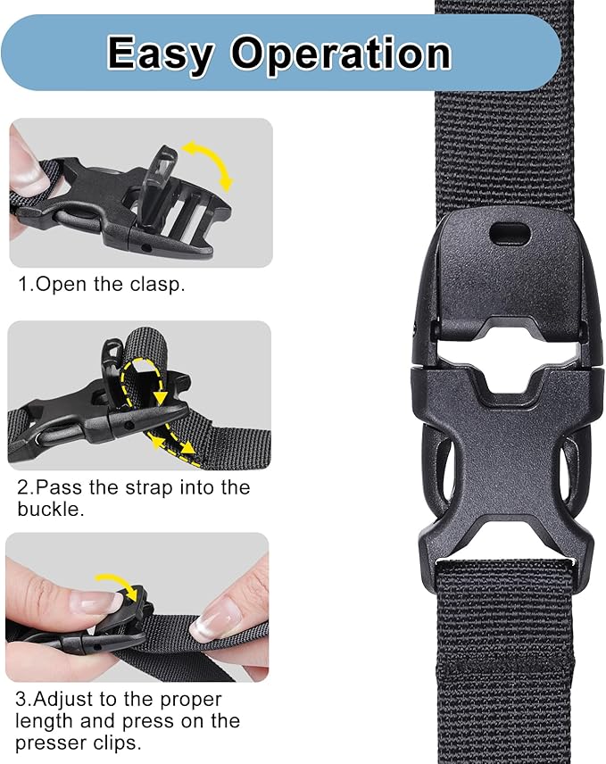 Vigorport Utility Straps Quick Release Nylon Backpack Accessory Bag Strap,Adjustable for Hiking,Travel,Outdoor Sports-4 Pack (Black, 0.75" W-18 L)