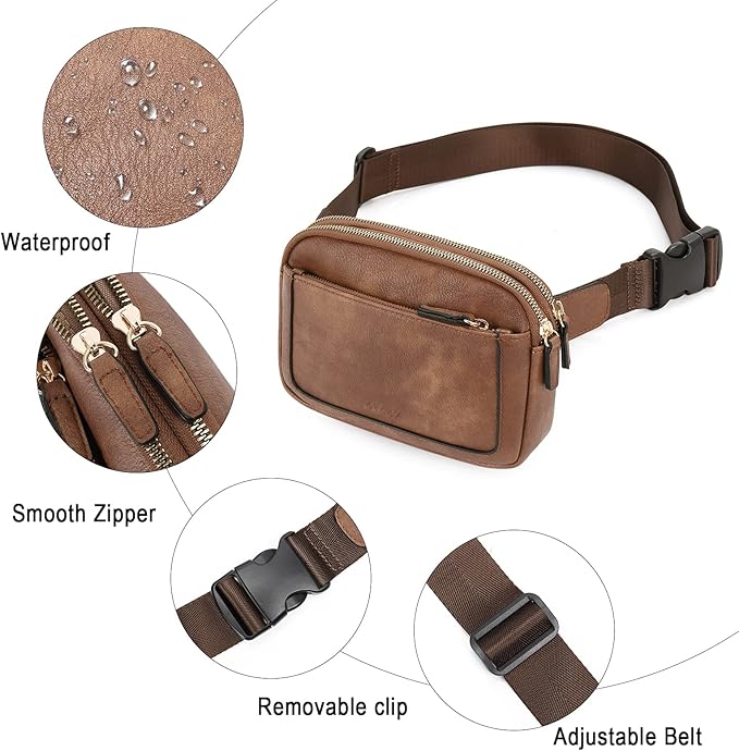 CLUCI Fanny Packs for Women Cross body, Belt Bag for Women, Mini Everywhere Crossbody Waist Bag Adjustable Strap, Vegan Leather Women's Fanny Pack