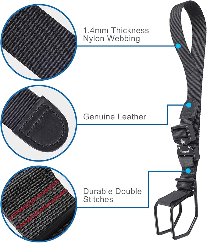 Vigorport Luggage Hook Strap, J Hook for Add a Bag Luggage, Multi Adjustment Bag Strap Hook with Hands Free(Medium Size/Metal Buckle)