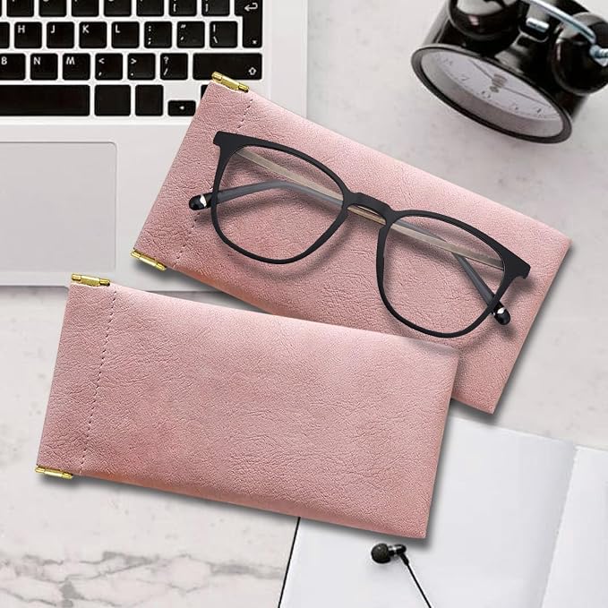 Sunglass Case 3 Pack Portable Antiscratch Leather Waterproof Squeeze Top Soft Eyeglass Cases Pouch