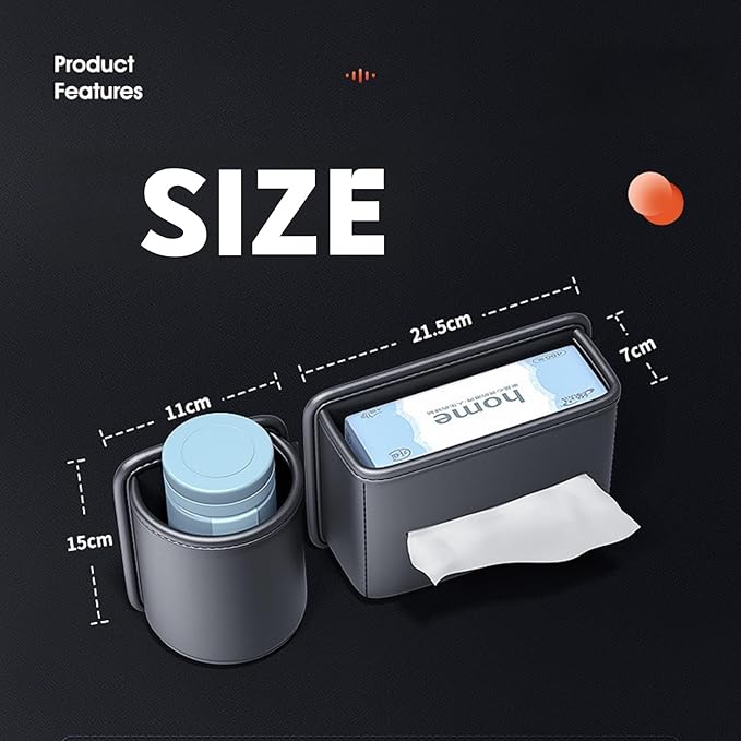 Cup& Tissue Holder for Car,Backseat Car Tissue Organizer,Car Seat Back Door Cup Holder Auto,Clip on Car Cup Holder Hand Sanitizer
