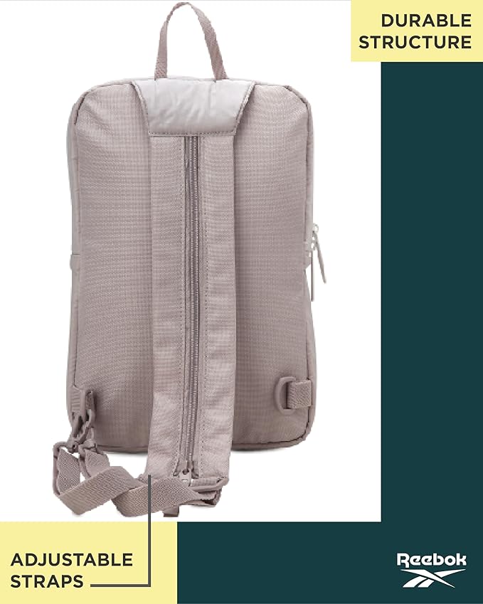 Reebok Unisex Crossbody Bag - Convertible Compact Durable Cross Body Bag for Women and Men - Gym and Travel Essentials, Size One Size, Mikayla Stucco
