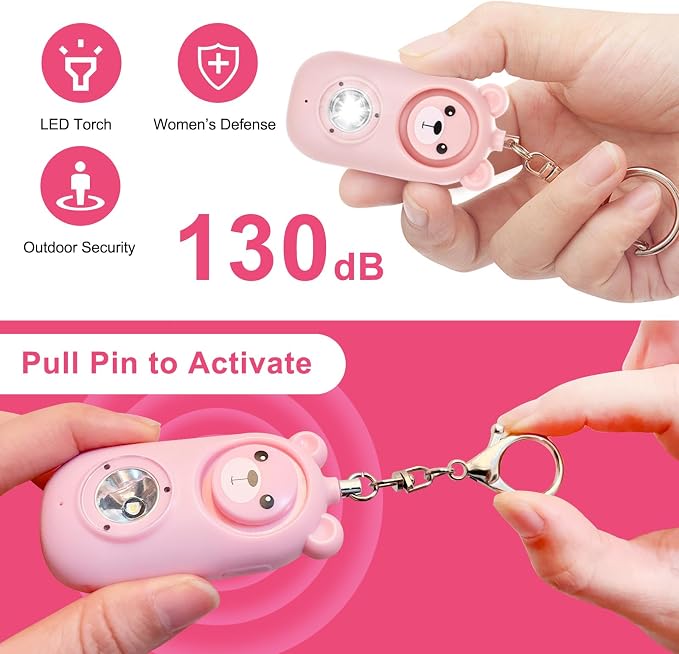 Personal Alarm for Women – 130dB Loud Rechargeable with Led Strobe Light, Self Defense Safety Alarm Keychain for Kids Elderly, Safe Sound Emergency Siren in Danger